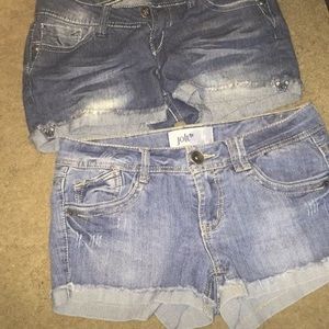 Two pairs of denim jean shorts